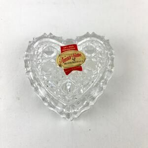 Vintage Anna Hutte Bleikristall Lead Crystal Heart Trinket Dish Box West Germany